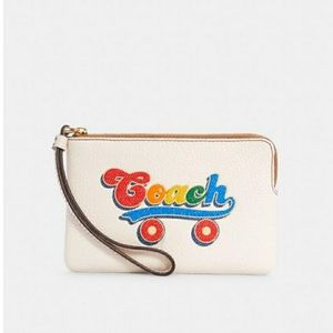Coach Corner Zip Wristlet With Rainbow Roller